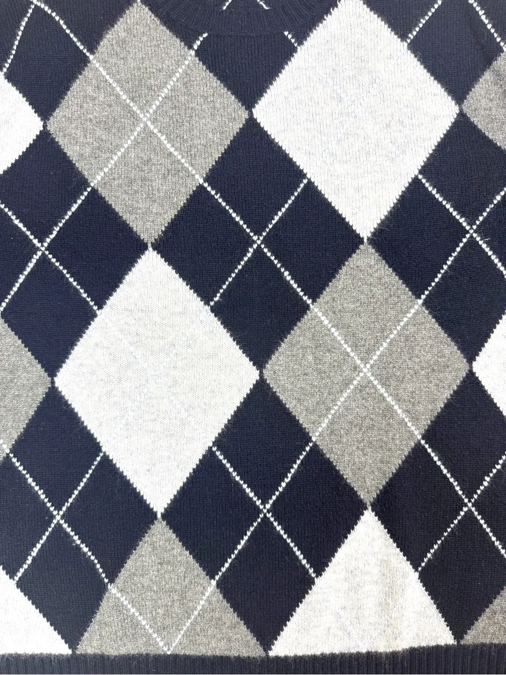 Daniel Cremieux 100% Cashmere Argyle Sweater Men's Large Blue Gray Crewneck